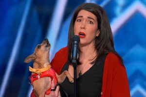 Pam and Casper AGT 2021 Audition  All by Myself  Celine Dion  Season 16  Singing dog